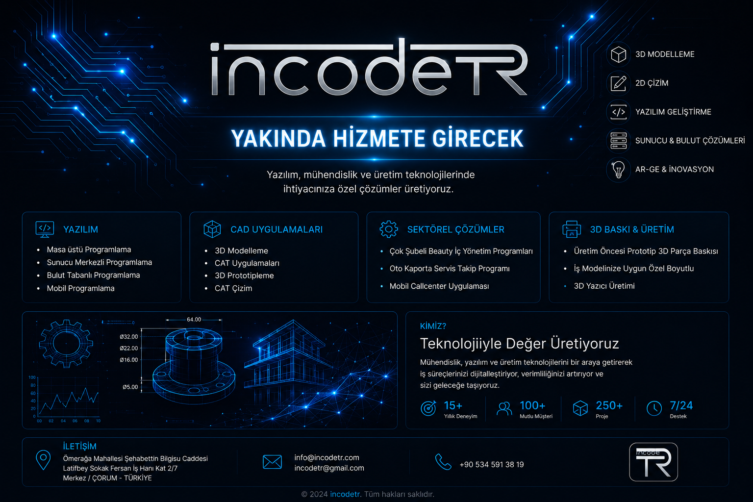 incodeTR yazılım, CAD, 3D modelleme ve üretim çözümleri tanıtım sayfası